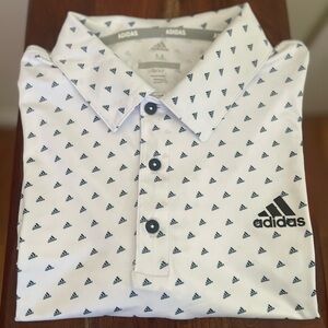 Adidas Golf Polo Adi-Print White New All Over Print ADVR0794 Men's Size Medium